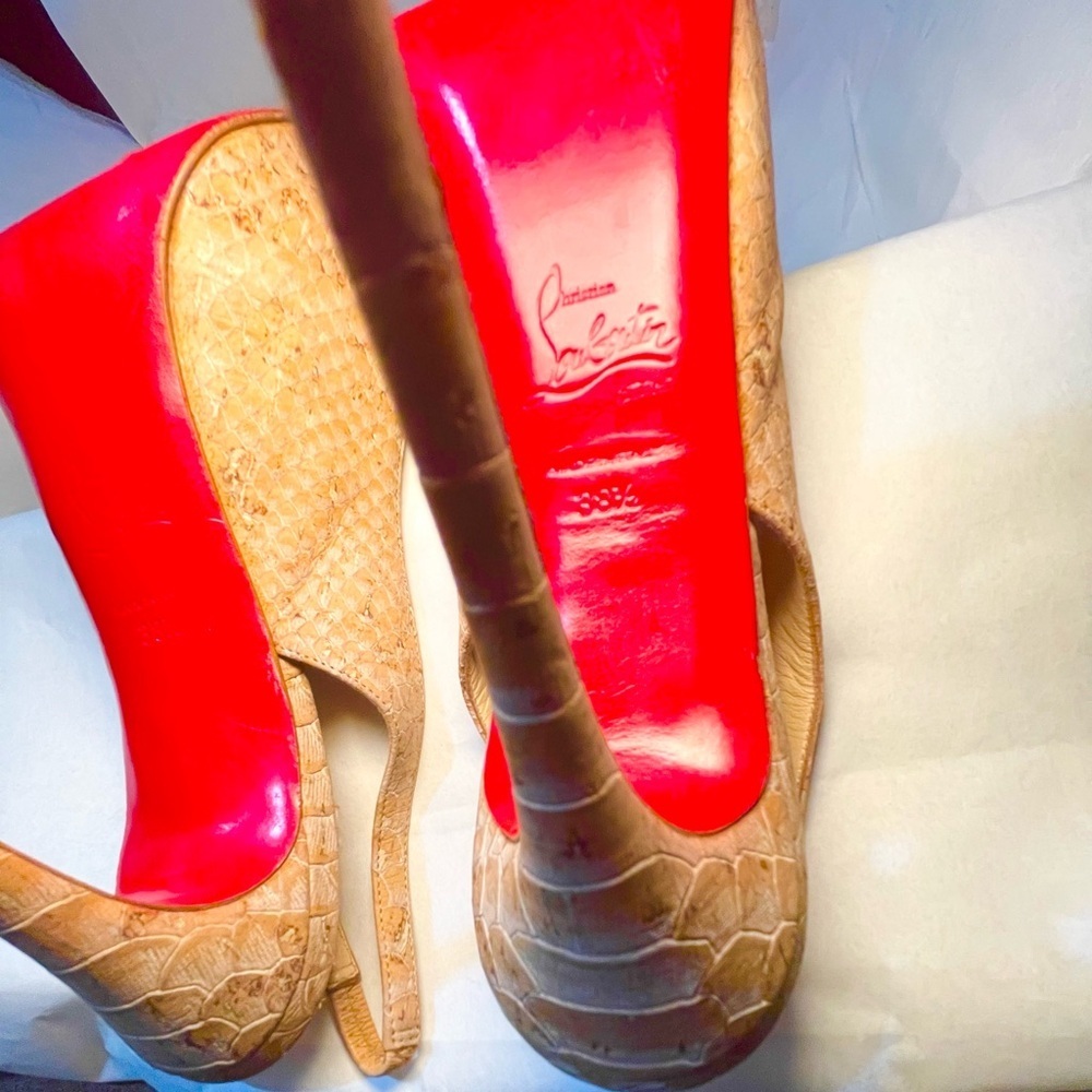 Christian Louboutin Private Number 120 python skin cork Anemone collection 38.5 - Picture 11 of 11